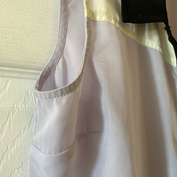 ModCloth sheer sleeveless blouse purple cream black  color block - Picture 4 of 7